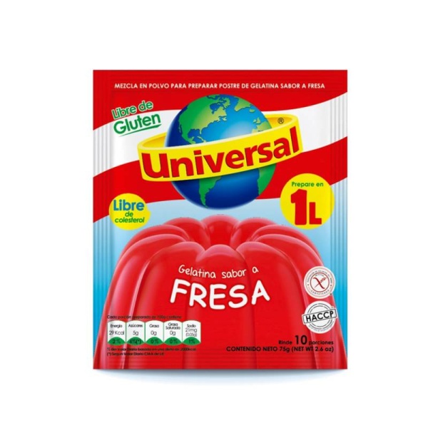 Gelatina Sabor Fresa Universal 75g