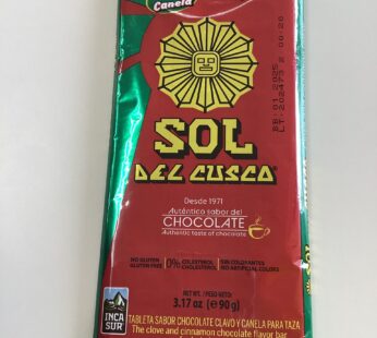 Tableta sabor chocolate clavo y canela sol del cusca